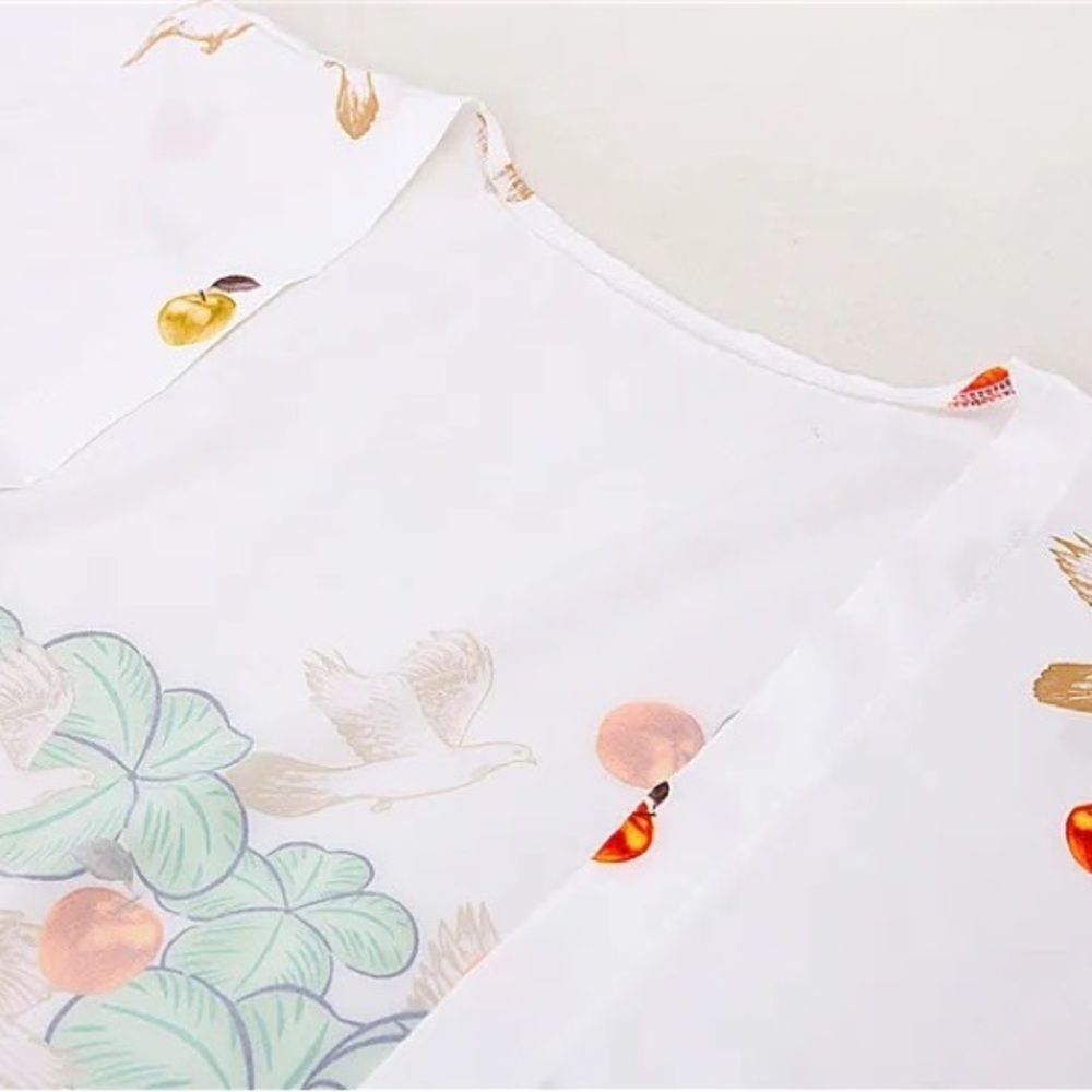 Blue Bird Fruit Blossoms Kimono Duster - Picture 4 of 6